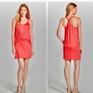 Trina Turk Coral Pink Midi Dress Gold Hardware Flowy Tank Orange Branford Small